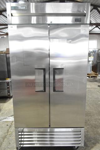 2021 True T-35-HC commercial 2-door reach-in cooler, stainless steel, 115 volts, 1 phase, excellent condition, visible brand logo.