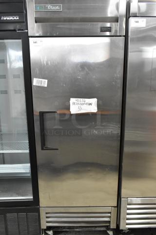 2021 True T-19F-HC Commercial Freezer, single door, stainless steel, 115V, 1 phase, model label on front.