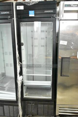 2019 Habco SE18 Commercial Single Door Reach-In Cooler, 115V, 1 Phase, black frame, glass door, adjustable shelves.