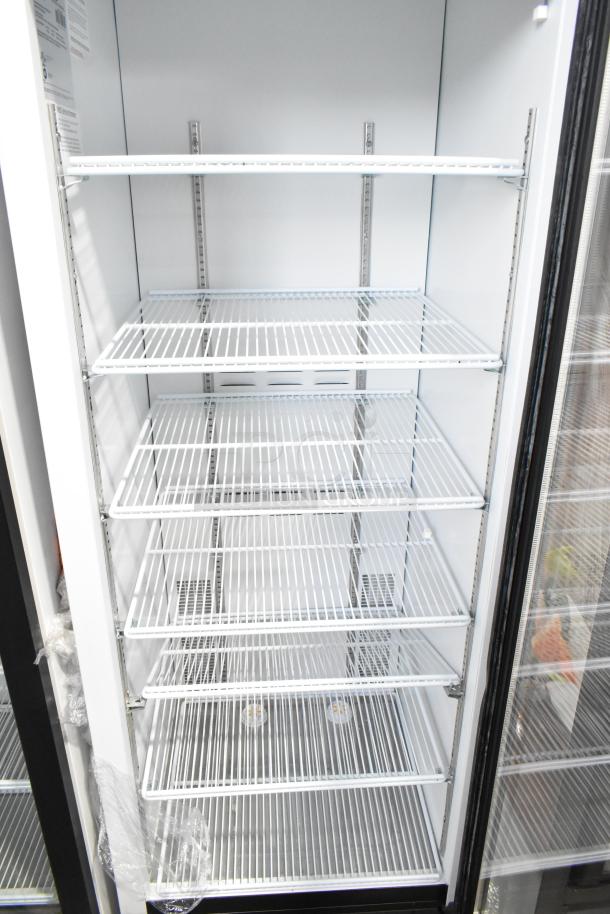 2019 Habco SE18 commercial cooler, single glass door, five shelves, reach-in style, excellent condition, 115 volts, 1 phase.