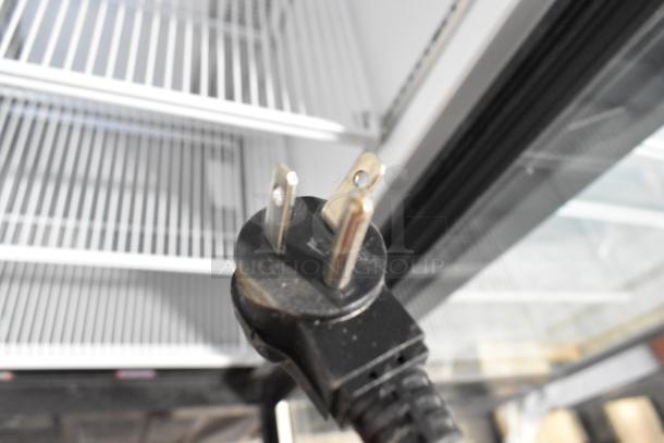 2019 Habco SE18 commercial single door reach-in cooler, black plug, white shelves, 115V, used condition.