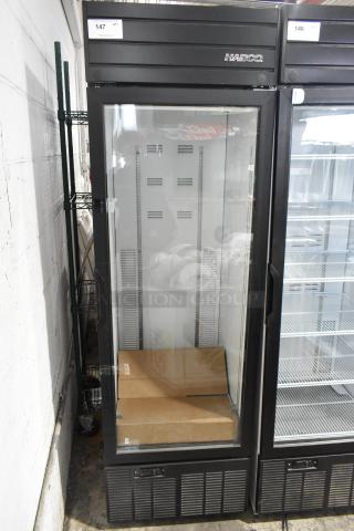 2019 Habco SE18 commercial single door reach-in cooler merchandiser, glass front, black finish, 115 volts, model SE18.
