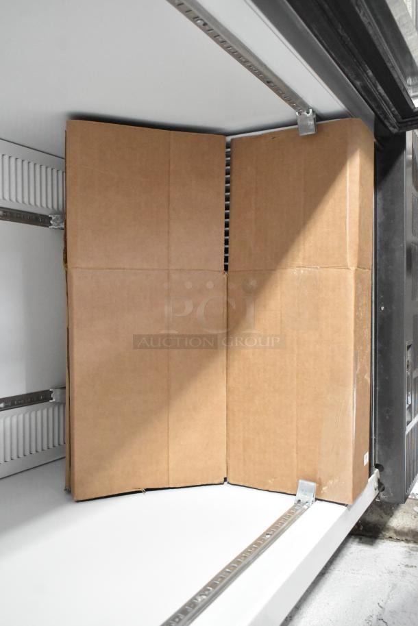 2019 Habco SE18 commercial single door reach-in cooler interior, white shelving, 115V, 1 phase.