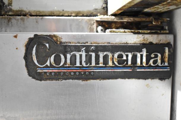 Continental SW48-18M Sandwich Prep Table label showing signs of wear. 115V, 1 Phase.