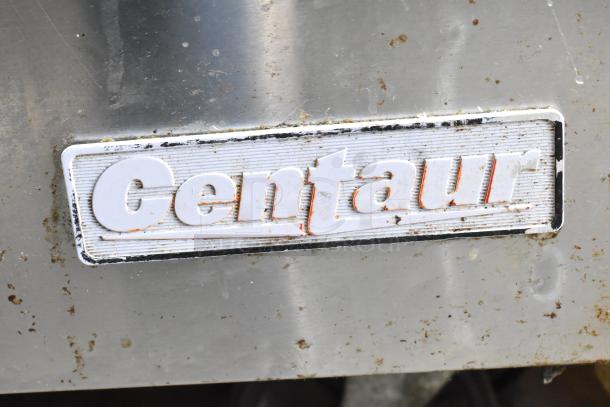 Centaur CUF-48 commercial freezer; metal exterior with visible wear and Centaur logo plate. Model uses 115V, 1 phase.