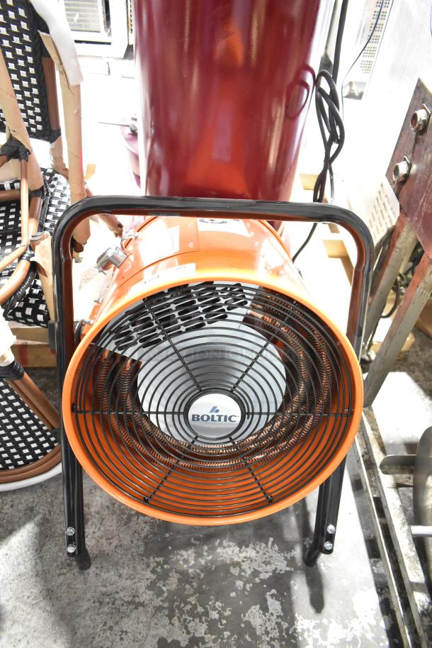 BRAND NEW SCRATCH AND DENT 2024 Boltic SHAG-K07F portable electric salamander heater, 208V, 3-phase, orange with logo.