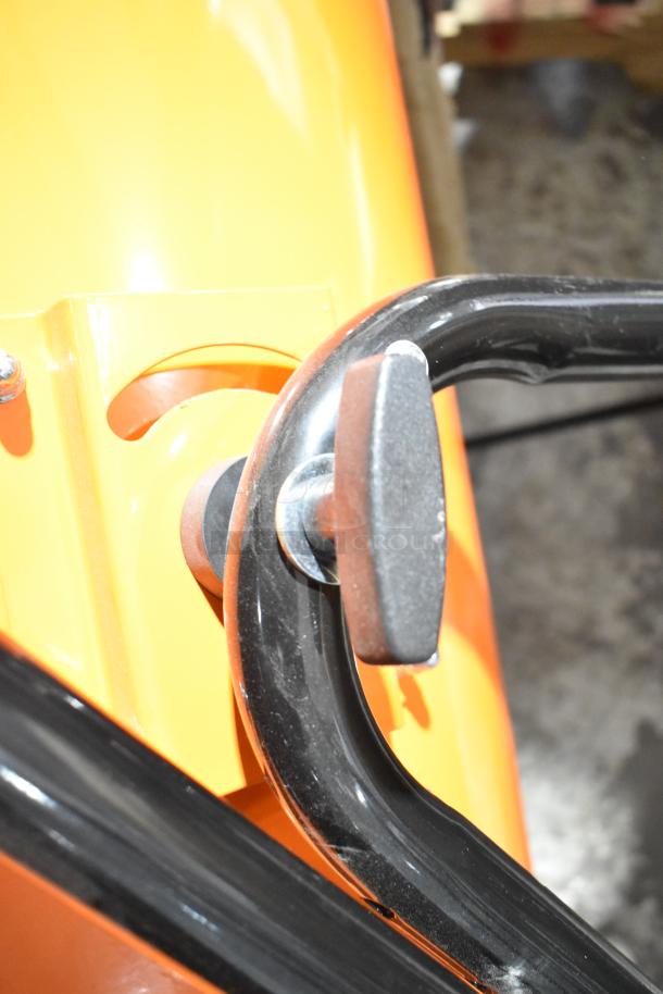 BRAND NEW 2024 Boltic SHAG-K07F Portable Electric Salamander Heater, 208V, 3 Phase, orange, scratch and dent, handle detail.