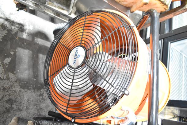 Brand new 2024 Boltic SHAG-K07F portable electric salamander heater, 208V, 3-phase, visible fan guard, minor scratches.