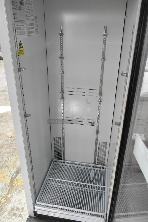 2019 Habco SE18 commercial single door reach-in cooler merchandiser, internal view, adjustable rails, model SE18.