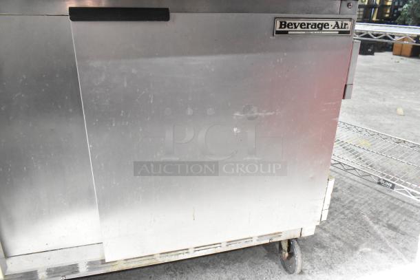 Beverage Air commercial sandwich salad prep table, Bain Marie mega top. Stainless steel, on commercial casters, 115 volts.