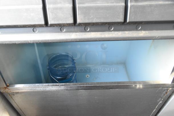 Koolaire ice bin head on Hoshizaki B-700PD, stainless steel, spacious interior, minor wear, includes blue scoop.