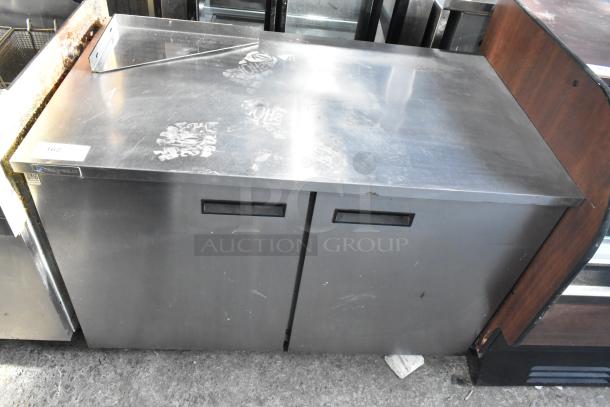 2021 Delfield UC4048P-STAR 2-door undercounter cooler, stainless steel, 115V, 1 phase, with visible usage marks.