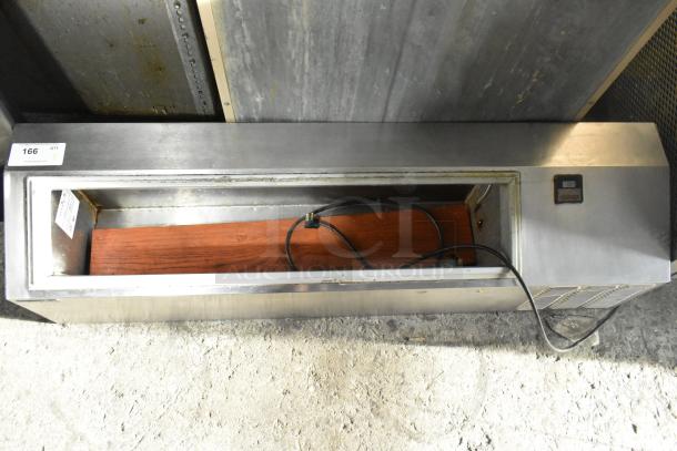 Silver King SKRCF countertop refrigerated rail, stainless steel, 115V, 1 phase. Interior compartment visible. Auction label 166.