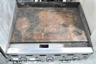 Vulcan PSA36-101 commercial countertop griddle, natural gas, 81,000 BTU, used condition, visible wear on cooking surface.