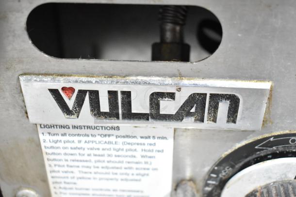 Vulcan PSA36-101 commercial flat top griddle, natural gas, 81,000 BTU, with visible branding and lighting instructions.