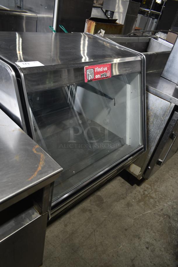 Cooltech CTR-36CD deli display case, commercial floor model, stainless steel, glass front, 115V, 1 phase, Yelp sticker.