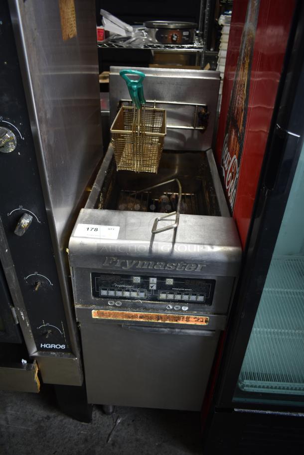 Frymaster PH155CSD commercial gas fryer with 2 baskets, 105,000 BTU, visible controls, stainless steel, used condition.