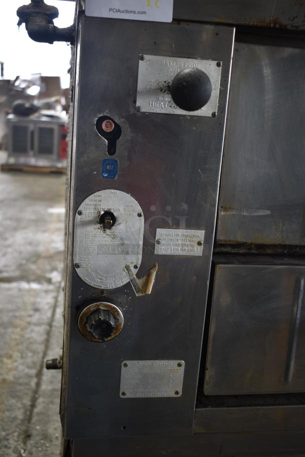 Bakers Pride commercial gas pizza oven, single deck, stainless steel, control panel with NSF label, used condition.
