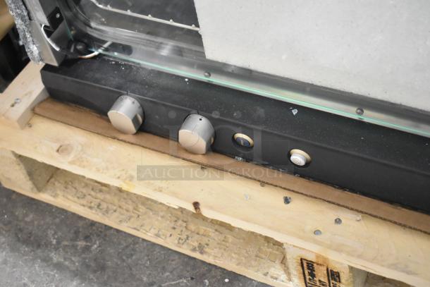 Brand new Unox Cadco XAFT183-US convection oven, broken glass visible, 208-240V, 1 phase, countertop model.