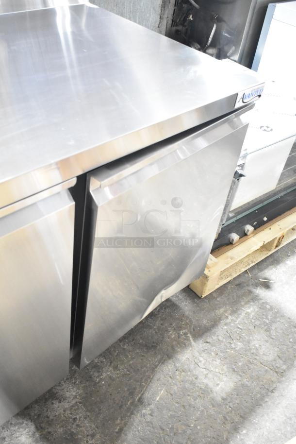 Brand new Avantco 178SSWT48FHC undercounter freezer, 2 doors, scratch, and dent, commercial casters, 115V, 1 phase.