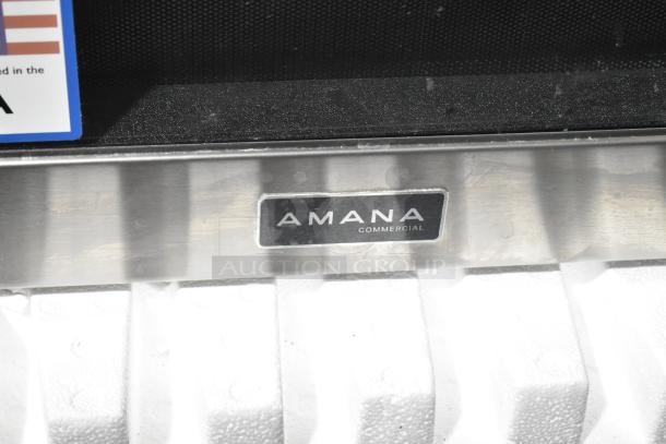Amana RC30S2 Commercial Microwave, stainless steel, heavy-duty, push button controls, 208/240V, brand new, minor scratches.