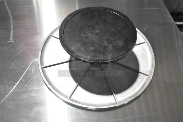 Matfer Bourgeat 421501 12" Revolving Cake Stand, black top, silver base, new condition.