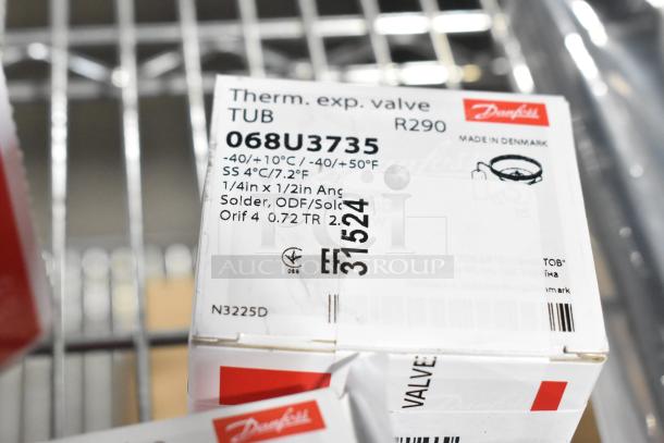 Danfoss therm. expansion valve, model 068U3735, R290, new condition, with temperature range -40/+10°C. Made in Denmark.