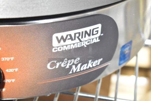 BRAND NEW 2024 Waring WSC160X 16" Electric Crepe Maker, 120V, with slight scratches. Temperature settings visible.