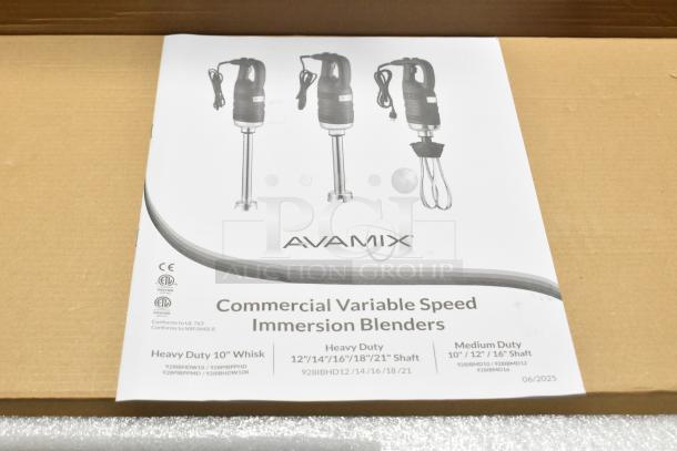 BRAND NEW SCRATCH AND DENT! 2025 AvaMix 928IBHD12 12" Heavy-Duty Variable Speed Immersion Blender, 1 1/4 hp, 115V, 1 Phase.