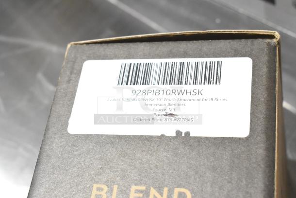 Brand new AvaMix 928PIB10RWHSK 10" whisk attachment for IB Series, with removable paddles, shown with label.