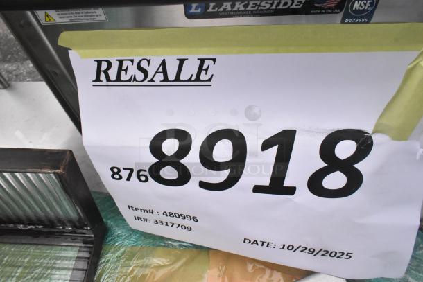 BRAND NEW Lakeside 996 Stainless Steel Mobile Tray Dispenser, 150 Tray Capacity, scratch and dent, item# 480996, RESALE tag.