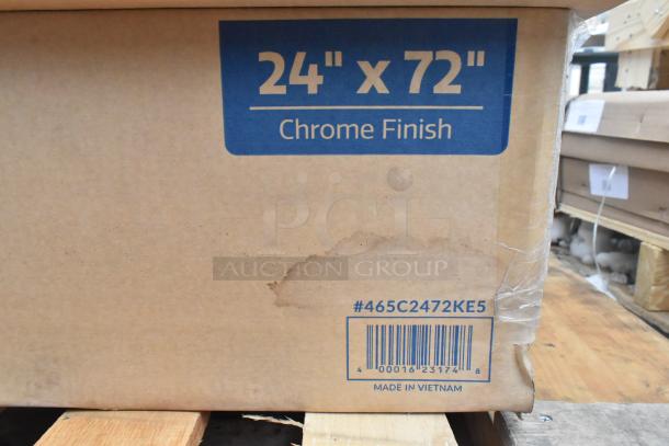 Steelton 465C2472KE5 24"x72" Chrome 5-Shelf Kit in box, features scratch and dent, NSF certified, made in Vietnam.