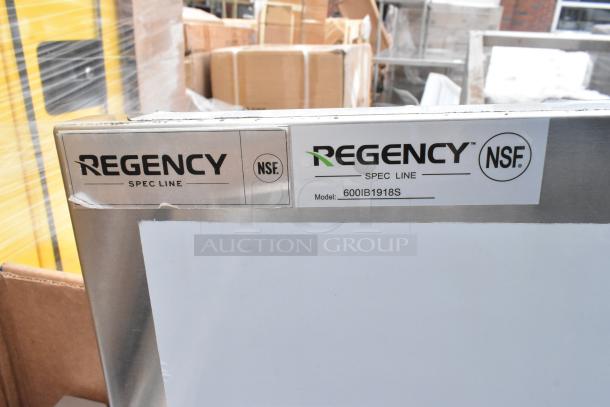 Regency Spec Line utility sink, model 600IB1918S, with NSF certification. Brand new, slight cosmetic dent visible.