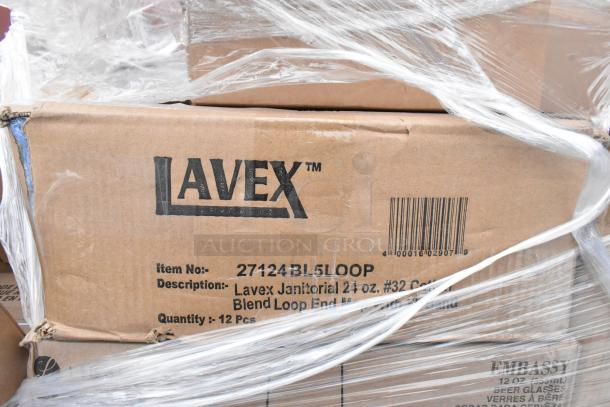 Box of Lavex Janitorial 21 oz. cotton blend loop mop heads, 12 pieces, brand new, scratch and dent condition.