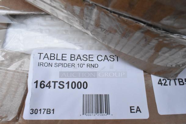 Label on packaging states: "TABLE BASE CAST, IRON SPIDER 10" RND, 164TS1000." Box with multiple items, scratch and dent condition.