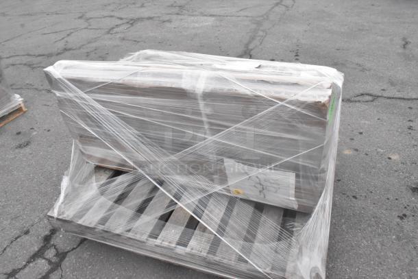 Brand new Regency 600S22424SB utility sink, wrapped on a pallet. Two-compartment, 24"x24"x13", for 8" faucet.