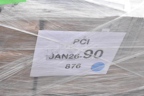 Brand new Regency 600S22424SB two-compartment utility sink, 24"x24"x13", 8" center faucet compatible, in packaging.