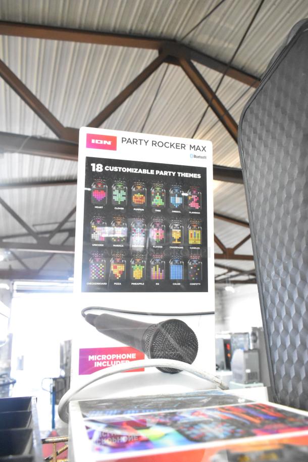 ION Party Rocker Max speaker with 18 customizable party themes and included microphone.