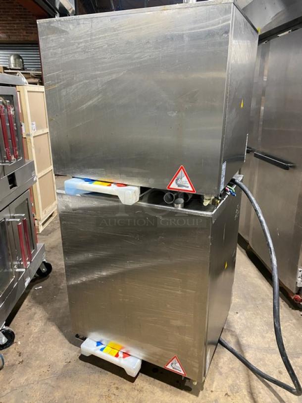 Rational ClimaPlus Series double stacked combi steamer oven, model CPC61/CPC101, stainless steel, with pan rack, electric 208-240V.