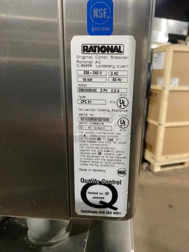 Rational ClimaPlus Series stainless steel double combi steamer oven, models CPC61/CPC101. Features built-in pan rack, NSF certified.