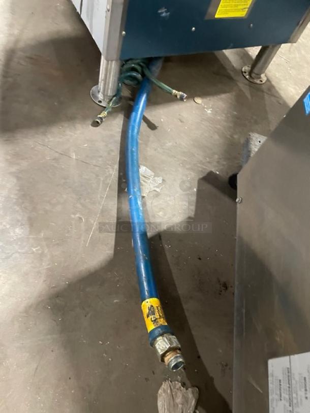 Cleveland Range 24CGA6.2S convection steamer; dual compartment; stainless steel; SureCook controls; pan racks; gas-powered; on legs.