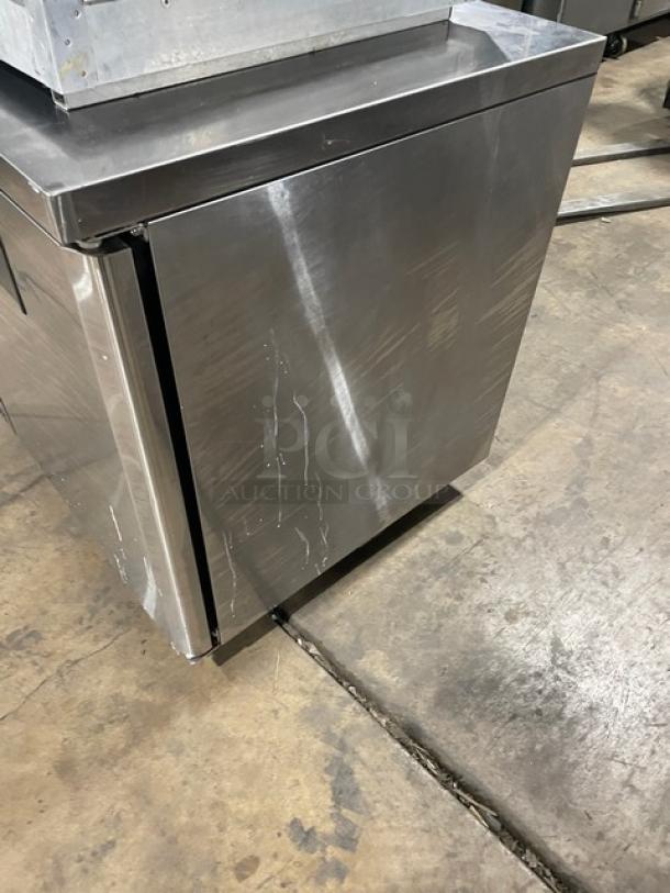 Turbo Air J Series JUR-36 stainless steel 1-door undercounter refrigerator on casters, used condition.