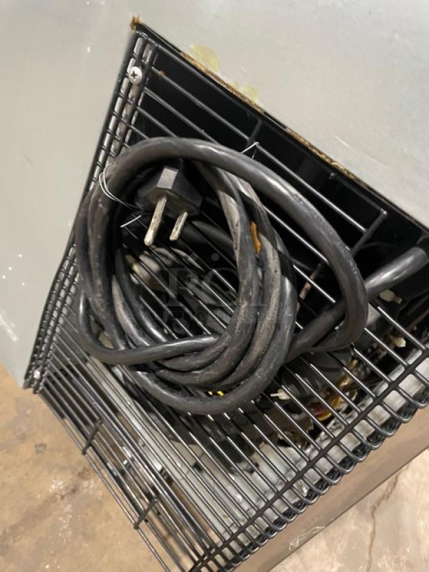 Turbo Air JUR-36 undercounter refrigerator, stainless steel, 1-door, model JUR36, 115V, on casters, coiled power cord.