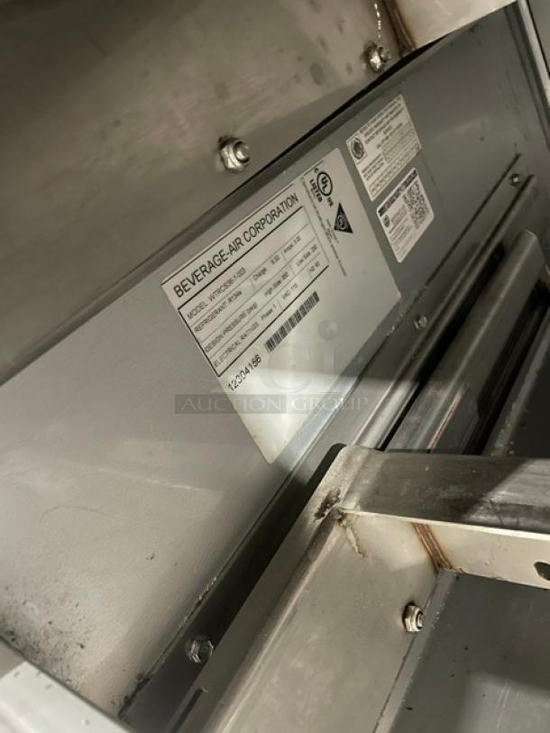 Beverage-Air stainless steel 2-drawer refrigerated chef base, Model WTRCS36-1-003, SN 12304156, on casters, 115V 1 Phase.