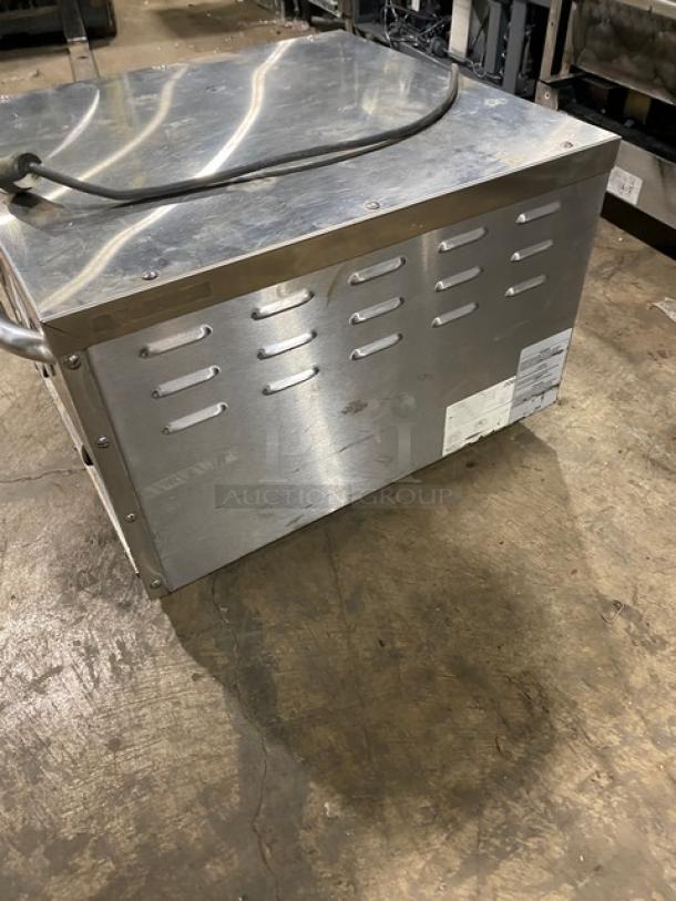 Asber AEPO Series commercial pizza deck oven, stainless steel, electric, 220-240V, good condition, visible power cord.