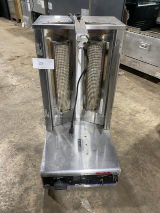 Star Max Series VBG30 stainless steel gyro broiler, natural gas, countertop model, 120V, 1 phase, on legs, SN: VBG300116A0007.