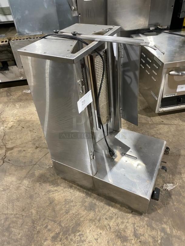 Star Max Series VBG30 commercial stainless steel countertop gyro broiler, natural gas, 120V 1-phase, on legs, SN: VBG300116A0007.