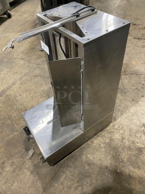 Star Max Series VBG30 commercial stainless steel gyro broiler, gas-powered, on legs, model and serial number visible.