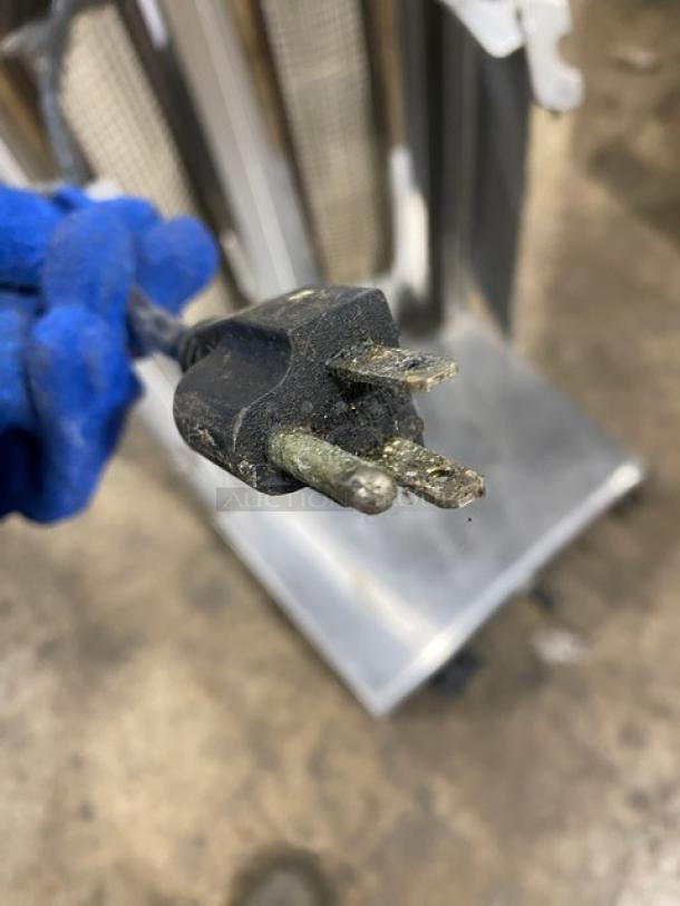 Star Max Series VBG30 stainless steel countertop vertical gyro broiler, natural gas powered, 120V, on legs.