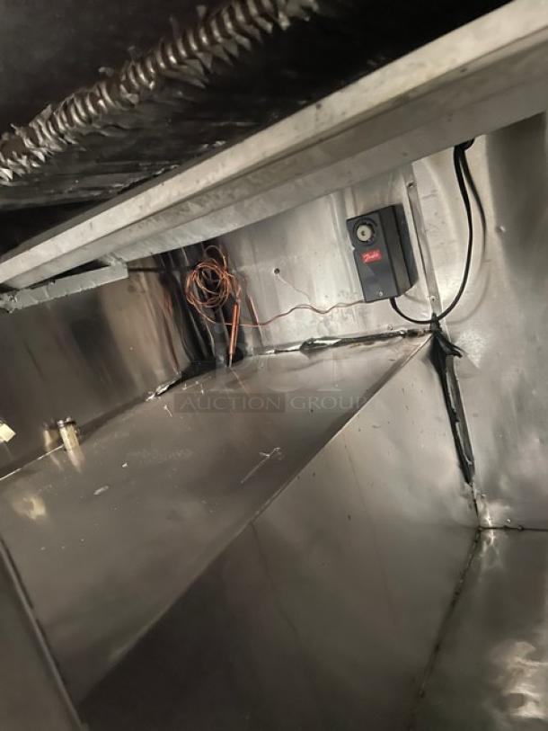 Leader 2-door stainless steel refrigerated pizza dough retarder table, model DR48SC, 115V, on casters, excellent condition.